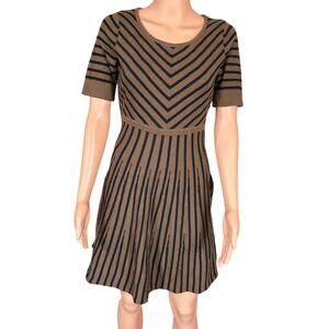 Boden Size 10 Brown Striped Wool Cotton Knit Sweater Dress